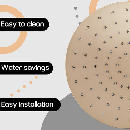 Rainhead Waterfall Shower Head 10-Inch Large Bathroom Overhead Fixed Showerhead High Pressure 2.5 GPM with Adjustable Angle, Champagne Bronze SH001CPG-D10
