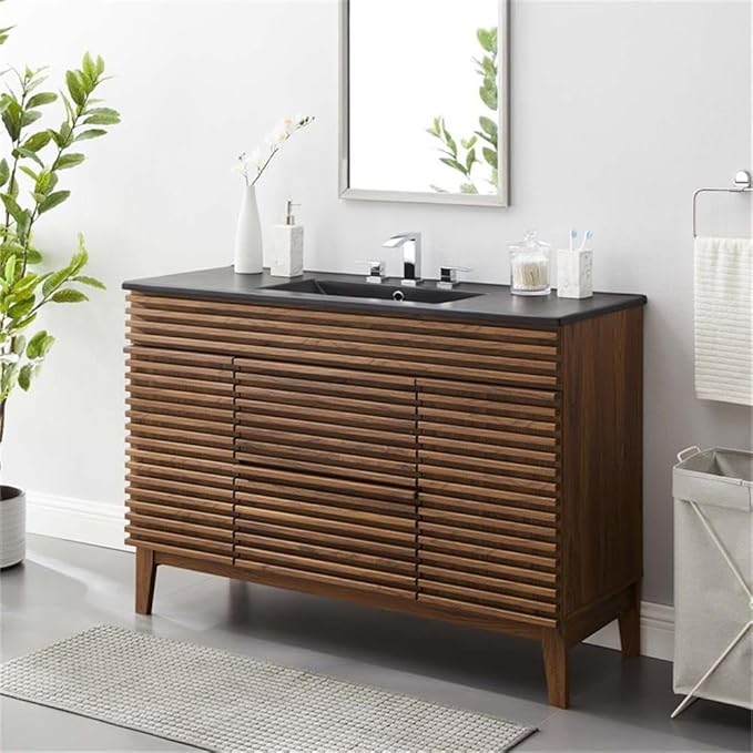 Modway Render 48" Single Bathroom Vanity in Walnut Black