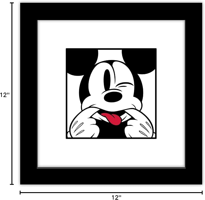 Trends International Gallery Pops Disney Mickey Mouse - Mickey Expressions - Funny Face Wall Art Wall Poster, 12" x 12", Black Framed Version