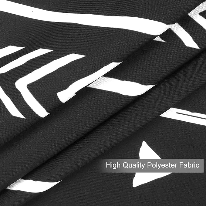 UPHOME Boho Black and White Fabric Tassel Triangle Stripes Geometric Shower Curtain Set with Hooks Chic Tribal Bathroom Decor Accessories (72X72 inch, Black)