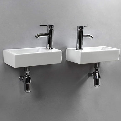 Wall Hung Basin Sink Small Cloakroom Basin Rectangle Ceramic Wash Basin Right Hand (Classic)