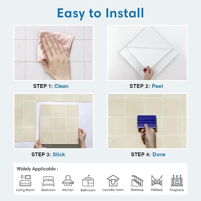 Thicker Peel and Stick 3D Backsplash Tiles Kitchen Bathroom | Beige, 10 Pcs 12" x 12", Glossy Self Adhesive Decorative Vinyl Backsplash Wall Sticker, Cover 10 sq ft，Removable，Waterproof