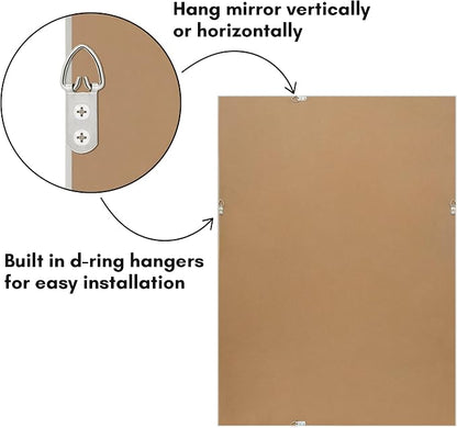Americanflat 24x36 Wall Mirror - Hanging Mirrors with Durable Frame - Modern Mirror for Bathroom, Bedroom, Living Room - Mirrors for Wall Display and Home Decor - Metallic White with Beaded Texture