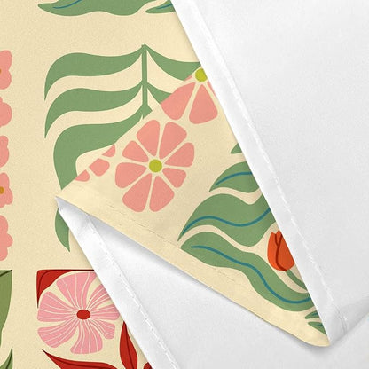 JAWO Retro Shower Curtain Vintage Abstract Boho Floral Shower Curtains for Bathroom Decor Pink Yellow Botanical Geometric Groovy Aesthetic Pattern Shower Curtain Sets with Hooks,36X72IN