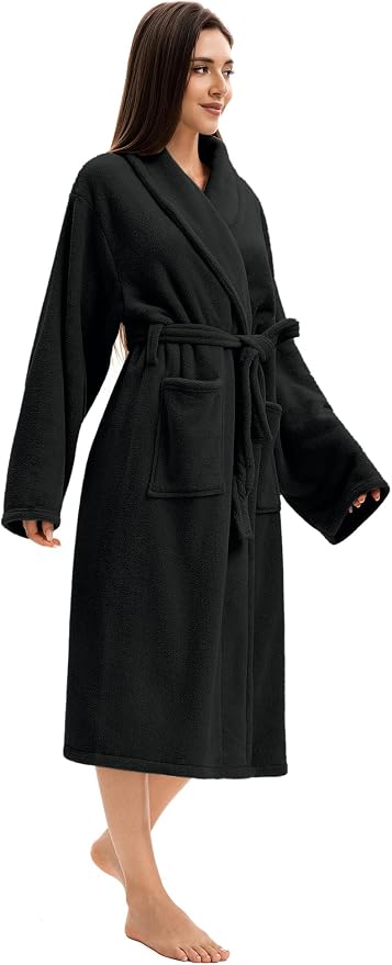 Soft Robe For Women，Warm Plush Bath Robes Female，Spa Towel After Shower Lightweight Long Bathrobe