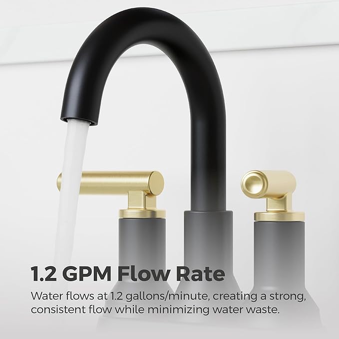 Pfister Capistrano Bathroom Sink Faucet, 4-Inch Centerset, 2-Handle, 3-Hole, NSF Certified, Matte Black and Brushed Gold Finish, LF048CSOBBG