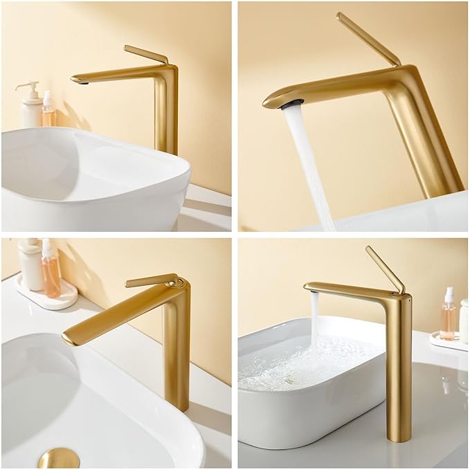Single Hole Faucet for Bathroom Sink Bathroom Faucet Single Handle Hot and Cold Brushed Gold