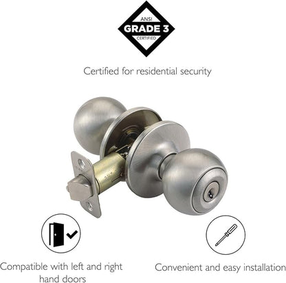 Design House 781880 Ball Keyed Entry Door Knob Satin Nickel