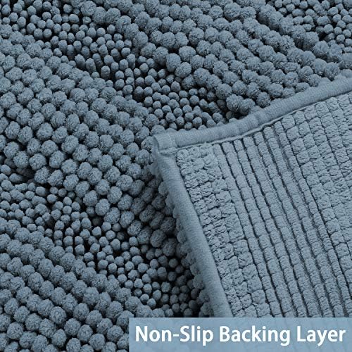 2 Piece Bathroom Rug Set with Toilet Mat, Soft Absorbent Chenille, Non-Slip