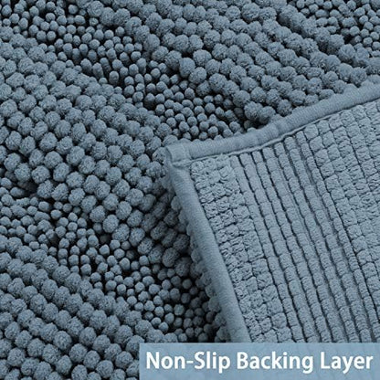Turquoize Bathroom Rug Set, 2 Piece Soft Absorbent Chenille Bath Rug Set