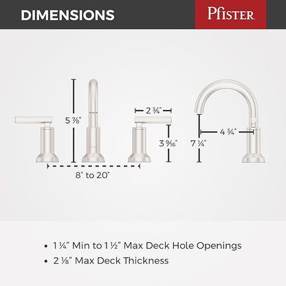 Pfister Capistrano Bathroom Sink Faucet, 8-Inch Widespread, 2-Handle, 3-Hole, NSF Certified, Spot Defense Brushed Nickel Finish, LF049CSOGS