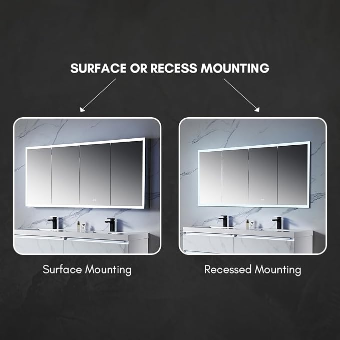 Blossom LED Lighted Bathroom Medicine Cabinet Mirror, Defogger, 30x26 | Bathroom Storage Cabinet, Medicine Cabinets Organizer, Vanity Mirror with Storage, Recessed/Surface Mount, Adjustable Shelves