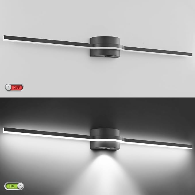 SOLFART LED Vanity Lights Bathroom Light Fixtures Black Bathroom Lights Vanity Lighting Fixtures 3 Color Temperature Dimmable 48 Inch Wall Light Fixture BK-3C