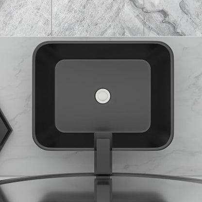 Black Bathroom Sink 19"x15" Vessel Sink Rectangule Bowl Sinks for Bathrooms Ceramic Above Counter Rectangular Vessel Bathroom Sink Porcelain Modern Large Sink Basin Lavatory Vanity Matte Black