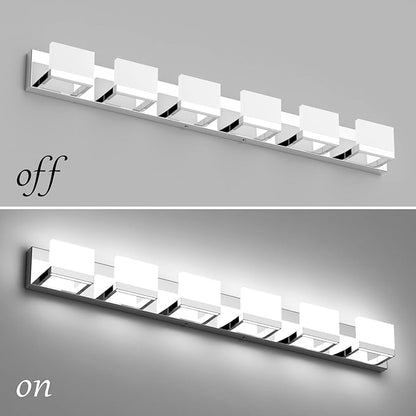 Tipace 6 Lights Dimmable LED Modern Vanity Lights for Bathroom, Chrome Bathroom Wall Light Fixtures Over Mirror (White Light 6000K)