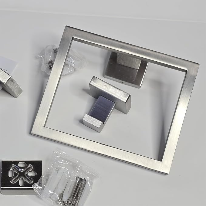 Gypie 16Inch Bathroom Accessory Set Wall Mounted, Brushed Nickel 5-Pieces | Stainless Steel Bathroom Hardware Set Towel Bar Set