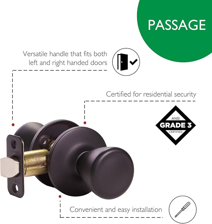 Design House 779256 Tulip Passage Hall and Closet Door Knob Matte Black