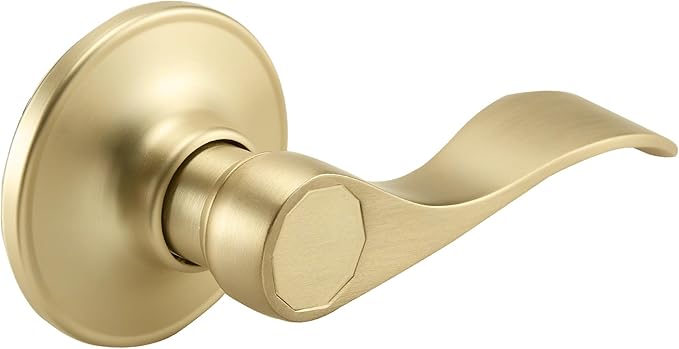 Design House Springdale Passage Hall Closet Interior Door Lever Handle Lockset, Non-Locking Handle Hardware, Satin Gold, 6.375 in x 1.94 in x 2.625 in, Item 728899