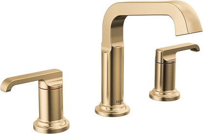 Delta Faucet Tetra Gold Widespread Bathroom Faucet 3 Hole, Gold Bathroom Faucet for Bathroom Sink, Bathroom Sink Faucet, Diamond Seal Technology, Metal Drain, Lumicoat Champagne Bronze 35589-CZ-PR-DST