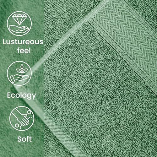 HILLFAIR 100% Cotton 2 Pc XXL Oversized Bath Towel Set 40"x 80"- Sage