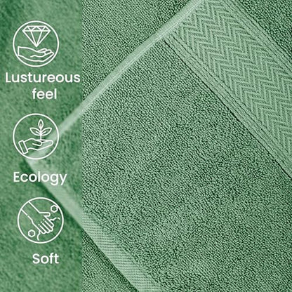 HILLFAIR 100% Cotton 2 Pc XXL Oversized Bath Towel Set 40"x 80"- Sage