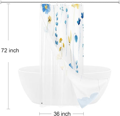 Small Stall 3 in 1 Shower Curtain Set, 36x72 | Narrow Half 3 in 1 Shower Curtain Set, PEVA Liner Set & 12 Double Sided Steel Hooks, Waterproof Fabric Bathroom Curtain