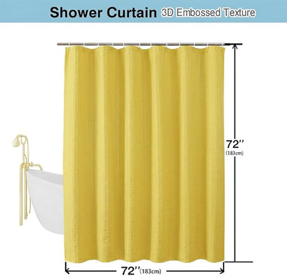Aiyufeng Moga Lemon Yellow Fabric Shower Curtains for Bathroom - Hotel Spa Polyester Cloth Bath Curtain with 12 Holes, 72x72, Machine Washable, Lemon Yellow
