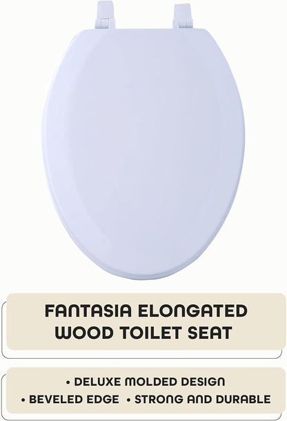 Elongated Wood Toilet Seat, White, 19 in, Fits All Elongated Size Fixtures | Toilet-Seat Construction: Contoured Seat Profile and Durable Finish Create a Polished Fixture Update.