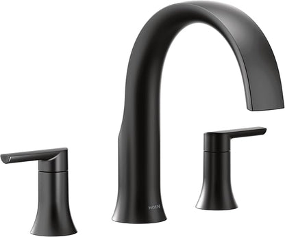 Moen TS983BL Doux Two-Handle Roman Tub Faucet, Valve Required, Matte Black