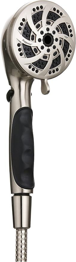 ETL Oxygenics 92489 Fury RV Handheld Shower - Brushed Nickel, 72 inch Hose length | 5 spray settings, flow control lever adjusts pressure, rubber finger grips prevent slipping