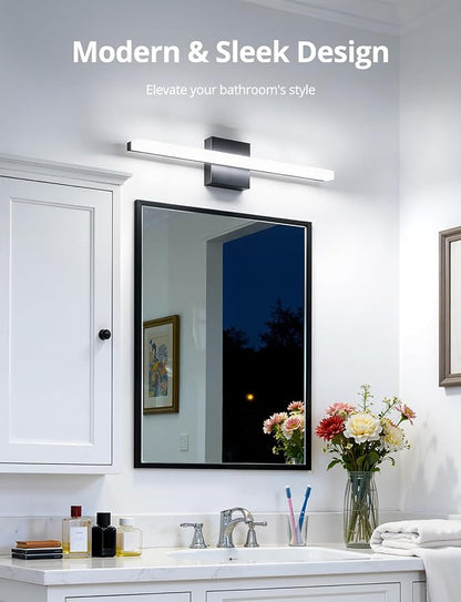 Led Vanity Lights Over Mirror Soft Shadow Free Black Bathroom Lamp for Wall,14W 24 Inch Long Restroom Lighting Bars Cool White 6000K Lámparas Luces para Baños Sobre Espejo Modernas 2 Pack