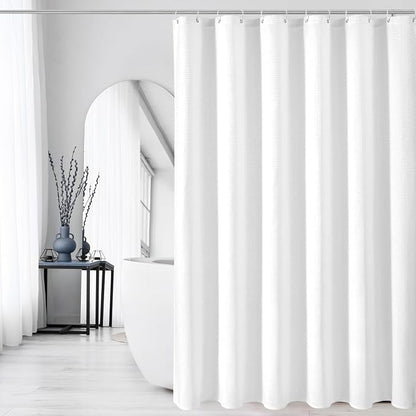 230GSM White Shower Curtain, 72 X 72 | 230GSM Fabric Shower Curtain for Bathroom - Soft Cloth & Hotel Spa Luxury, Water Repellent, Machine Washable