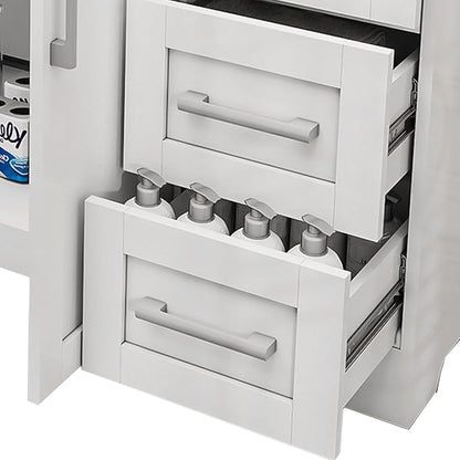 60 Inch Bathroom Vanity Without Sink, Modern Solid Wood Bathroom Storage Vanity with 4 Soft Closing Doors & 3 Full Extension Drawers,Quick Assemble Cabinet in White
