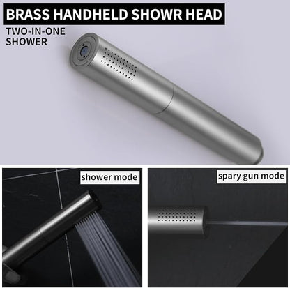 AYIVG Brushed Nickel Finish Round Brass 2 In 1 Function High Pressure Handheld Shower Head Sprayer Hand Shower Wand with 59 Inch Hose For Bathroom Shower System