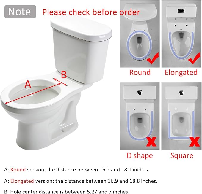 Non-Electric Bidet Toilet Seat, Round Fit with Quiet-Close Lid, Dual Nozzles for Rear & Feminine Wash, Easy DIY Installation