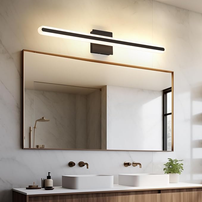 Modern Black Vanity Lights for Bathroom 5CCT Dimmable LED Light Bar | Bathroom Above Mirror Vanity Lighting, 31.5 Inch 24W