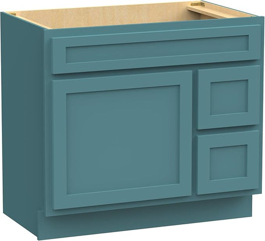 Vanity Art 36 Inch Single Bathroom Vanity Base Cabinet with 2 Functioning Shaker Drawers, Strudy Floor Mount Green Storage Cabinet Organizer for Bedroom, Living Room VA4036-2RGN