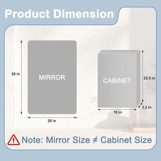 20x28 in Bathroom Medicine Cabinet with Mirror, Matte Silver | Fully Assembled; Recessed or Surface Wall Mount; Metal Cabinet with Tempered Glass Mirror and Two Adjustable Glass Shelves