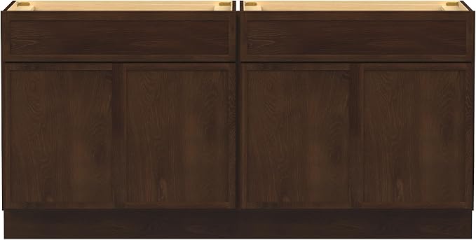 66 Inch Bathroom Vanity Base Only, Double Vanity Cabinet with Soft Closing Door, 2ea 33 inch Cabinet, Without Top,Brown