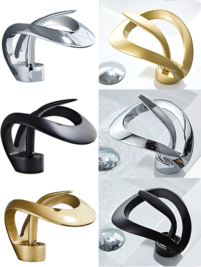 Waterfall Bathroom Faucet Sink Faucet 1 Hole Single Handle Modern Bathroom Faucet Mixed Cold and Hot Water Elegant Design Water Faucet for Sink (Polished Chrome)