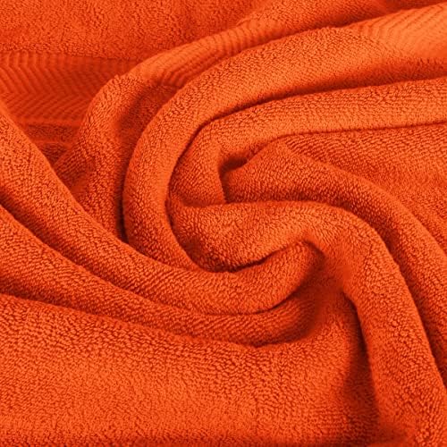 BY LORA 8-Pc Cotton Towel Set, Quick Dry Hotel Bath Hand Washcloths, Orange