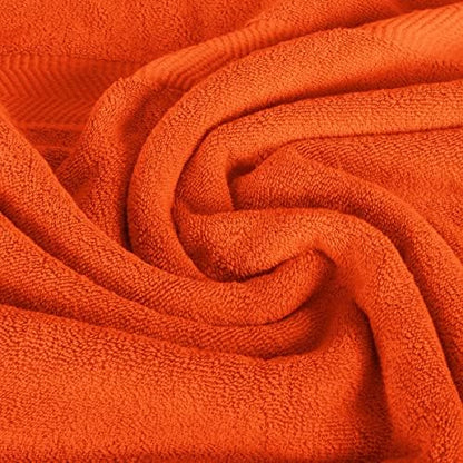 BY LORA 8-Pc Cotton Towel Set, Quick Dry Hotel Bath Hand Washcloths, Orange