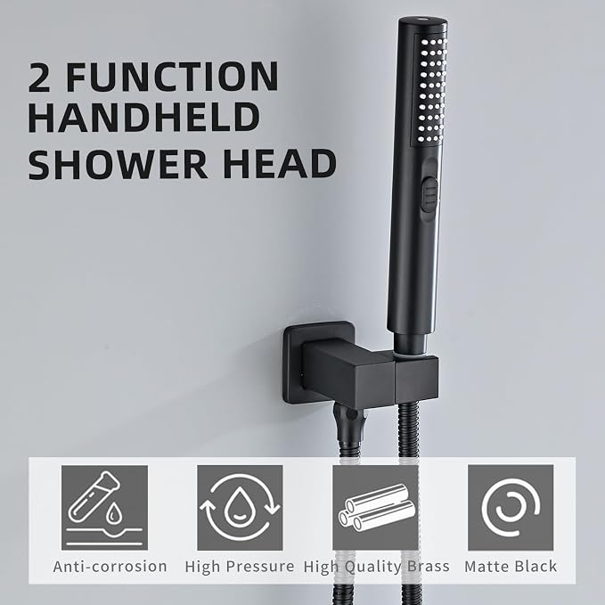 Handheld Shower Head，High Pressure Shower Head,Water Saving Detachable Shower Wand with Solid Brass Body and 5 ft Flexible Hose, Easy to Clean and Durable (Cylinder Head)