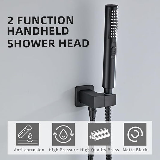 Handheld Shower Head，High Pressure Shower Head,Water Saving Detachable Shower Wand with Solid Brass Body and 5 ft Flexible Hose, Easy to Clean and Durable (Cylinder Head)