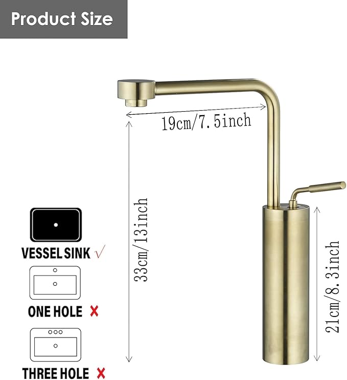 Vessel Sink Faucet Tall Bathroom Faucet Chrome - Solid Brass Bathroom Vanity Sink Faucet One Hole with Water Supply Hoses