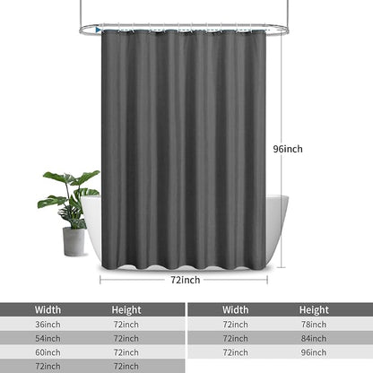 Extra Long Fabric Shower Curtain,No Liner Needed,72x96,CharcoalGrey | 2-in-1 Design,Linen Textured,100% Waterproof TPU-Laminated Backing,Magnetic Weighted,Machine Washable,For Bathroom,Hotel