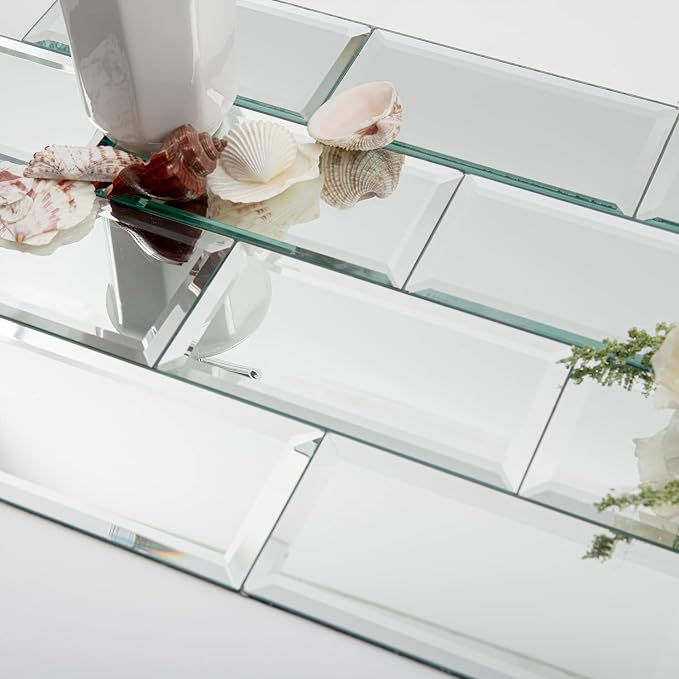 Mirror Peel and Stick Tile, Beveled Subway Mirror Backsplash 3x6 Inch for Kitchen Bathroom Wall (40 Pcs, 5 SQ.FT.)