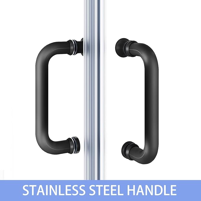 ELEGANT Corner Shower Enclosure with Shower Base, 36 in.D x 36 in. W x 72 in. H Corner Shower Door with 1/4 in. Tempered Glass, Double Sliding Shower Doors in Black