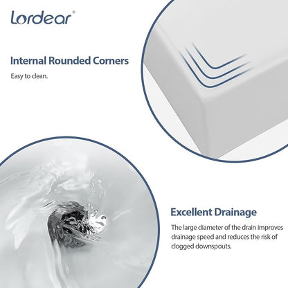 Lordear 13.6"x11.6" Floating Wall Mounted Bathroom Sink White Ceramic Glossy White Small Tiny Room Cloakroom Sinks, 13.6X11.6x4.85 Inch