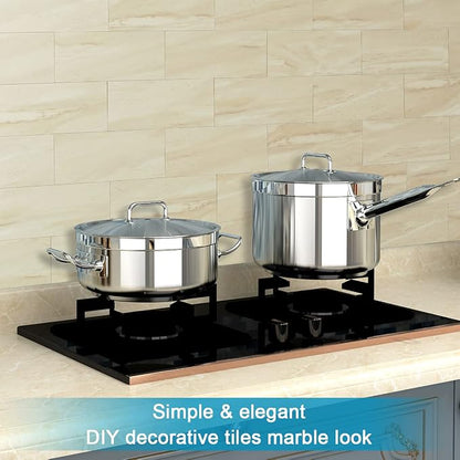 BeNice Peel and Stick Tile Backsplash Bathroom Beige 23pcs